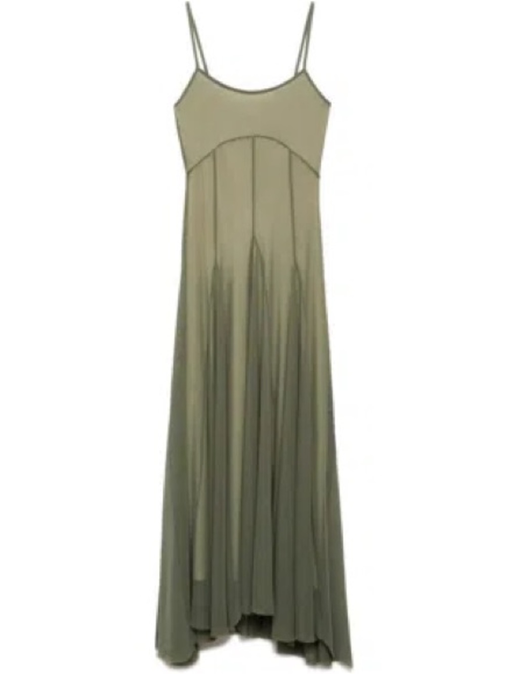 Mango Mesh Moss Maxi Dress with Spaghetti Straps